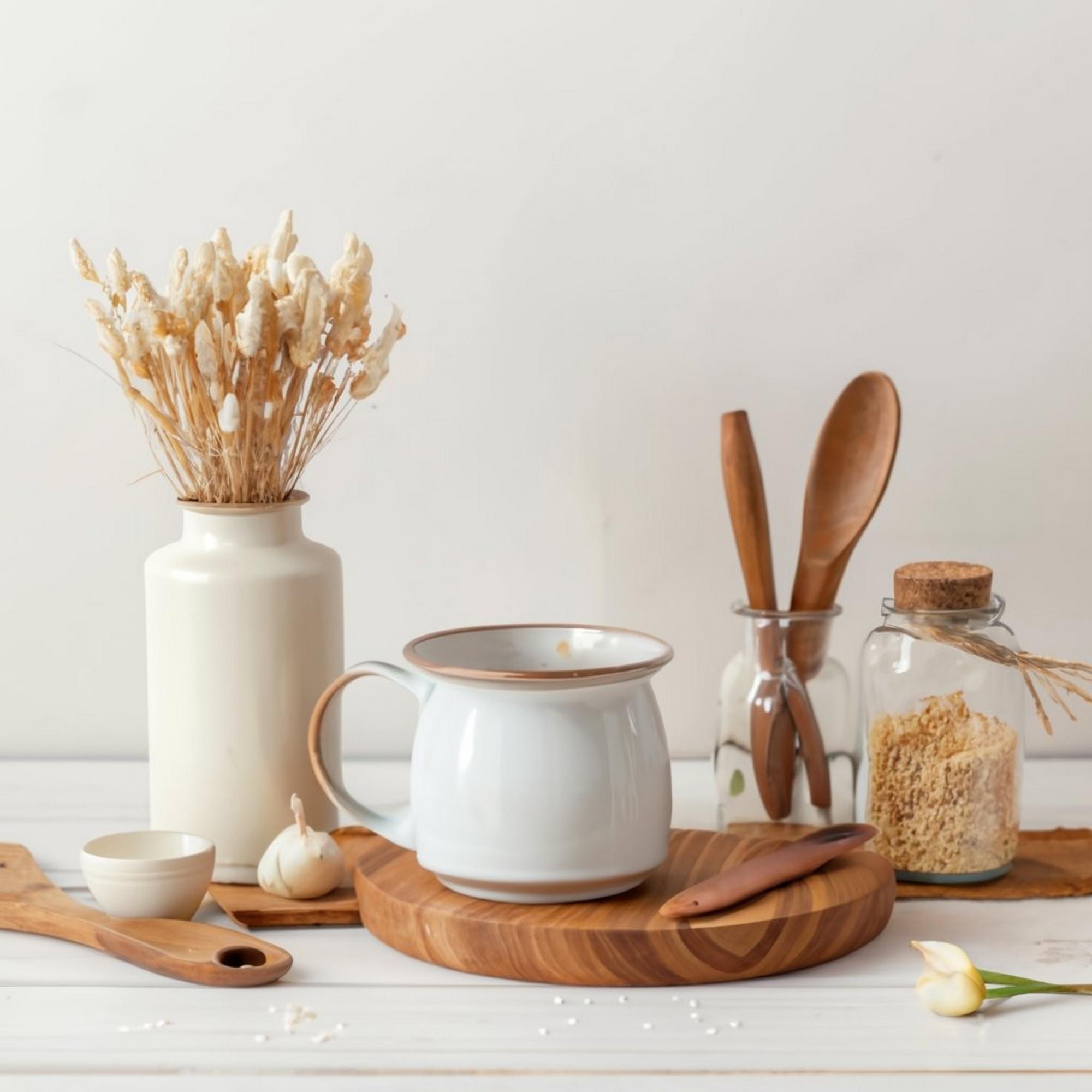 Interior of a cozy cooking studio with utensils